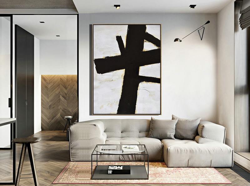 Extra Large Acrylic Painting On Canvas,Minimalist Painting On Canvas, Palette Knife Vertical Minimal Art - Original Abstract Painting Canvas Art